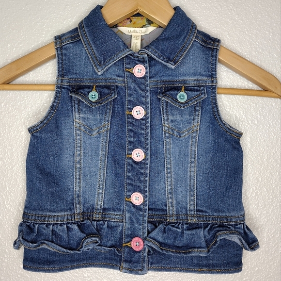 Matilda Jane Denim Cotton Blend Sleeveless Front Button Down Jacket Size 4 - Picture 2 of 8